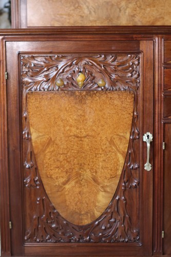 Antiquités - Art nouveau sideboard with seaweed and shells - Attributed to Majorelle and Daum