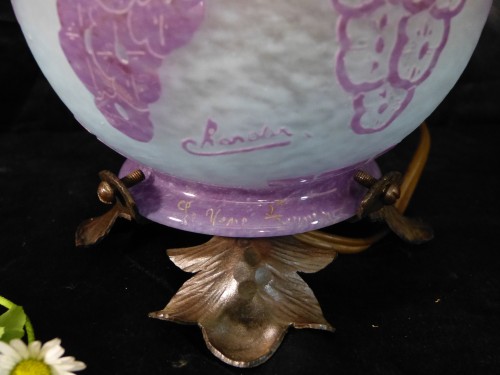 Charder and Le Verre Français. - Art deco night light Lavender perfume burner - Glass & Crystal Style Art Déco