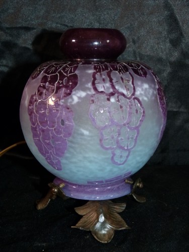 Charder and Le Verre Français. - Art deco night light Lavender perfume burner - Art Déco