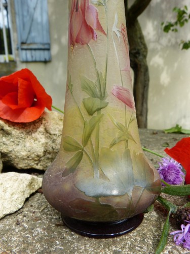 Verrerie, Cristallerie  - Daum Nancy  - Vase Art nouveau aux ancolies