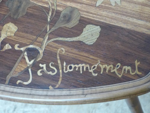 XXe siècle - Emile Gallé - Table guéridon Art nouveau Marguerite Parlante