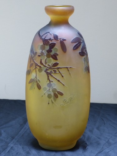 Verrerie, Cristallerie  - Emile Gallé - Grand Vase art nouveau aux prunelles