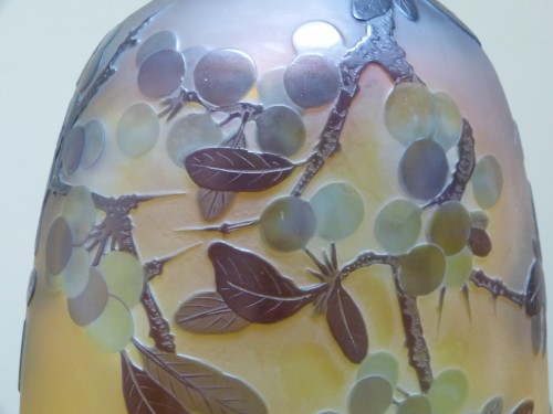 Antiquités - Emile Gallé - Grand Vase art nouveau aux prunelles