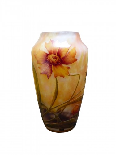 Daum Nancy - Aux Marguerites engraved and enamelled vase