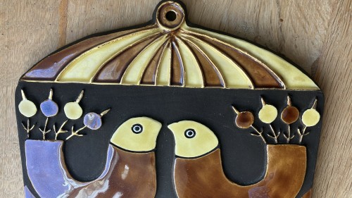Miroirs, Trumeaux  - Mithé Espelt - Miroir cage oiseaux affrontés en céramique