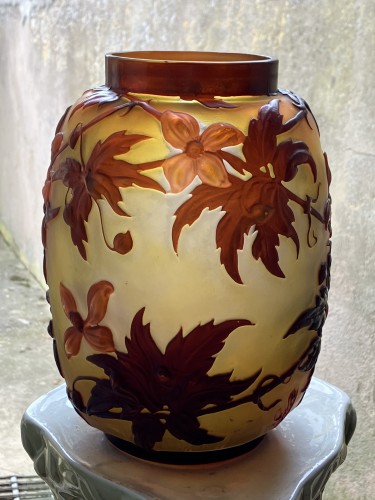 Émile Gallé vase Soufflé Clématites art nouveau - Galerie Vaudemont