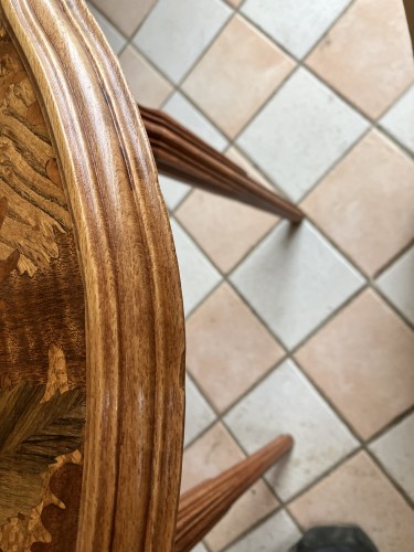Antiquités - Gallé - Art Nouveau Coffee Table La pie dans le chêne École de Nancy Pedestal table