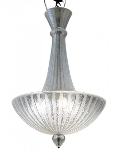 Daum Lustre art déco en verre gravé et givré