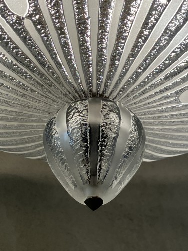 Luminaires Lustre - Daum Lustre art déco en verre gravé et givré