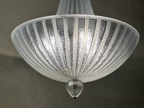 Daum Lustre art déco en verre gravé et givré - Art Déco
