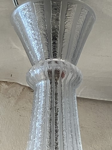 Antiquités - Daum Lustre art déco en verre gravé et givré