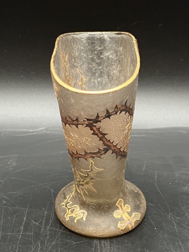 XIXe siècle - Daum Nancy Vase art Nouveau à devise "qui s'y frotte s'y pique" croix de Lorraine et