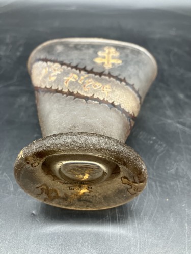 Daum Nancy Vase art Nouveau à devise "qui s'y frotte s'y pique" croix de Lorraine et - Art nouveau