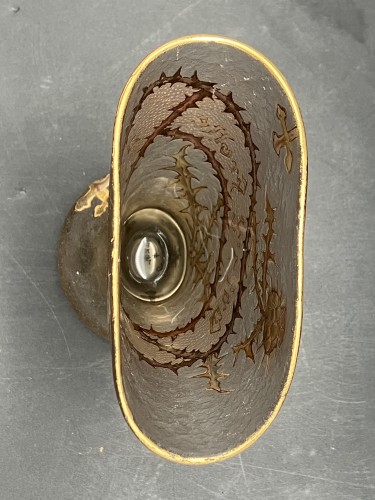 Antiquités - Daum Nancy Vase art Nouveau à devise "qui s'y frotte s'y pique" croix de Lorraine et