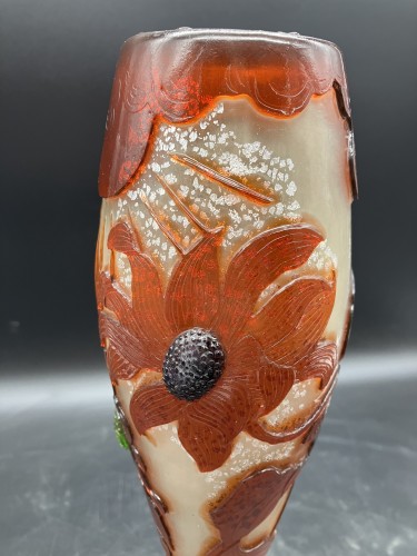 Émile Gallé – Large Sunflower Vase with applied cabochons - Art nouveau