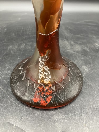 Art nouveau - Émile Gallé – Large Sunflower Vase with applied cabochons