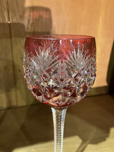 Années 50-60 - Cristal de Saint Louis - Six verres Roemers de couleur cristal taillé