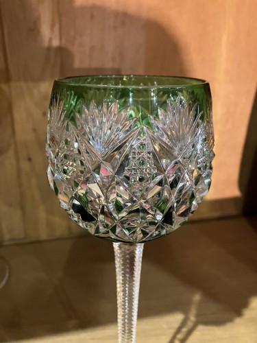 Antiquités - Cristal de Saint Louis - Six verres Roemers de couleur cristal taillé