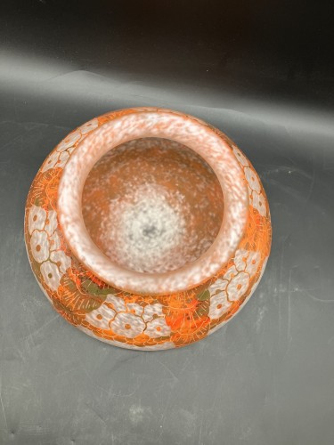 Verrerie, Cristallerie  - Le Verre Français et Charder - Vase boule Glycines