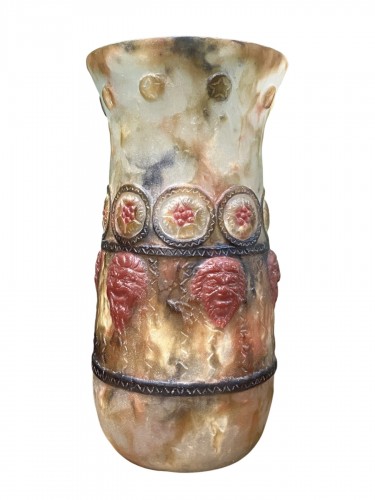Gabriel Argy-Rousseau - Vase en pâte de verre décor tragi-comique masques antiques