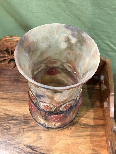Antiquités - Gabriel Argy-Rousseau - Vase en pâte de verre décor tragi-comique masques antiques