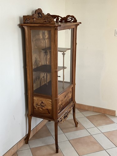 Antiquités - Gallé - Vitrine Art nouveau aux ombelles