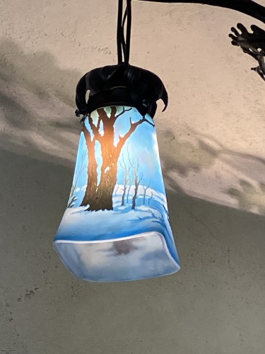 Muller frères Lunéville - Important lustre Art nouveau Ramasseuses de fagots - Galerie Vaudemont