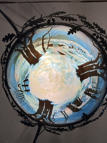 Muller frères Lunéville - Important lustre Art nouveau Ramasseuses de fagots - Art nouveau