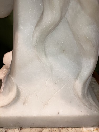 Georges Coudray (1902-1998) - Jeune fille aux nénuphars - Sculpture Style Art nouveau