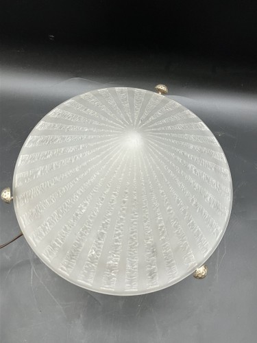 Luminaires Lampe - Daum Nancy - Lampe champignon Art Déco en verre givré et gravé