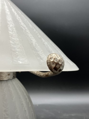 Daum Nancy - Lampe champignon Art Déco en verre givré et gravé - Galerie Vaudemont