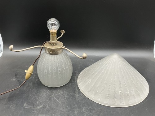 Daum Nancy - Lampe champignon Art Déco en verre givré et gravé - Art Déco