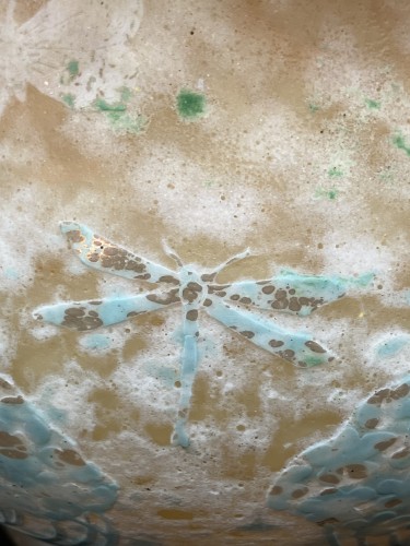 XXe siècle - Daum Nancy - Vase d'ombelles libellules et papillons