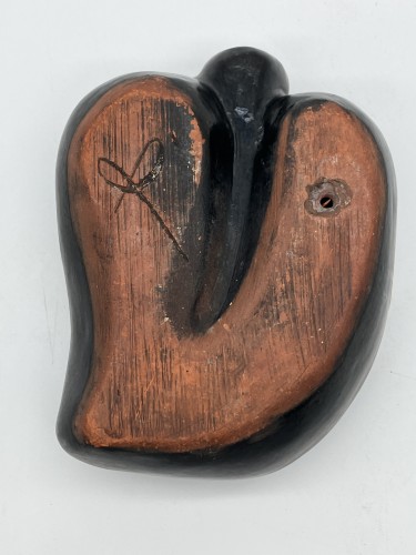 Georges Jouve (1910–1964) – Black ceramic leaf ashtray - Porcelain & Faience Style 50