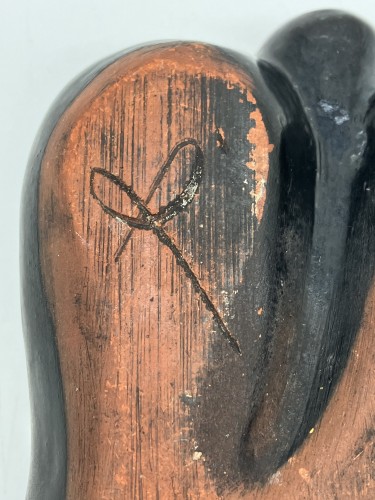 20th century - Georges Jouve (1910–1964) – Black ceramic leaf ashtray