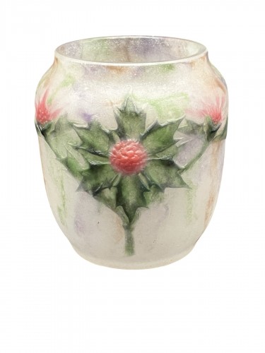Gabriel Argy Rousseau - Vase en pâte de verre décor chardons