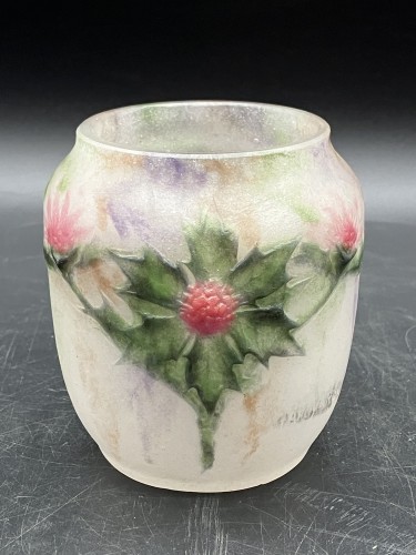 Gabriel Argy Rousseau - Vase en pâte de verre décor chardons - Art nouveau