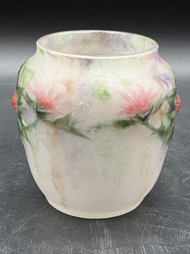 Antiquités - Gabriel Argy Rousseau - Vase en pâte de verre décor chardons