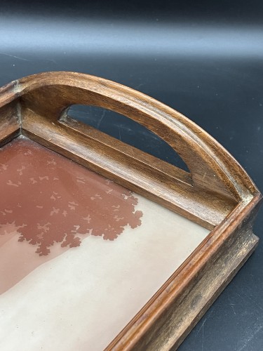 Jacques Gruber - Plateau en verre gravé paysage lacustre Art nouveau - Art nouveau