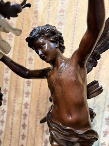 Luminaires Lampe - Ernest Rancoulet (1870-1915), lampe en bronze "retour du printemps"