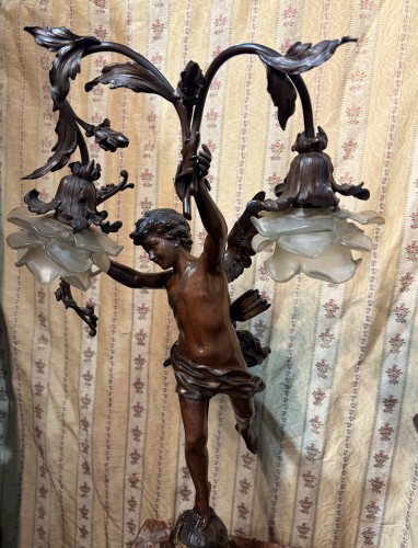 Ernest Rancoulet (1870-1915), lampe en bronze "retour du printemps" - Galerie Vaudemont