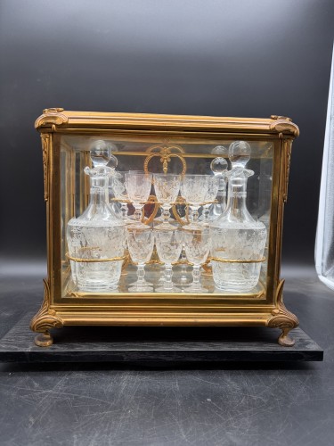 Cave à liqueur bronze doré et cristal taillé Napoléon III - Napoléon III