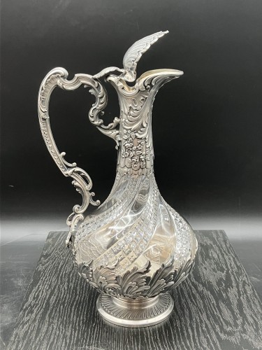 Aiguière en argent et cristal poinçon Minerve - Argenterie et Arts de la table Style Napoléon III