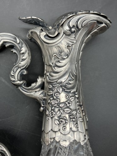 Argenterie et Arts de la table  - Aiguière en argent et cristal poinçon Minerve