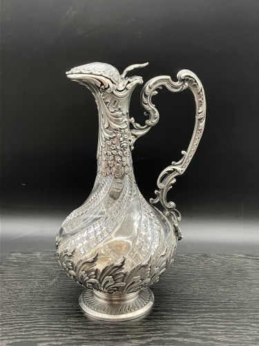 Napoléon III - Aiguière en argent et cristal poinçon Minerve
