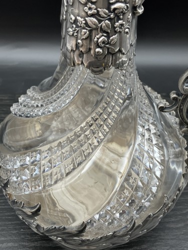 Antiquités - Aiguière en argent et cristal poinçon Minerve