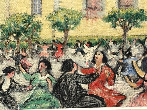 Robert Adrien Delétang (1874-1951) - Fandango a Hendaye pays Basque - Tableaux et dessins Style Art Déco