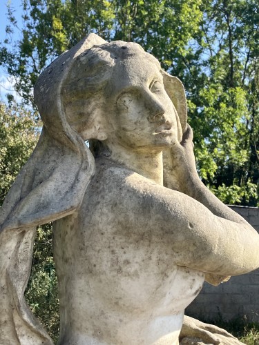 XVIIe siècle - Amphitrite et Poseidon, importante statue de parc en marbre 