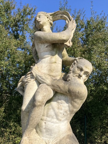 Amphitrite et Poseidon, importante statue de parc en marbre  - Louis XV