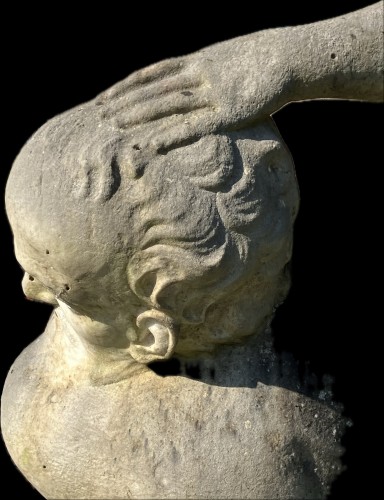 Antiquités - Amphitrite et Poseidon, importante statue de parc en marbre 